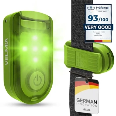 Abbildung von VELMIA Sicherheitslicht [2er Set] für maximale Sicherheit durch Sichtbarkeit I Reflektoren Kinder, mit Anti Break Clip Halterung und Klettbänd zur optimalen Befestigung, LED Beleuchtung, Hund