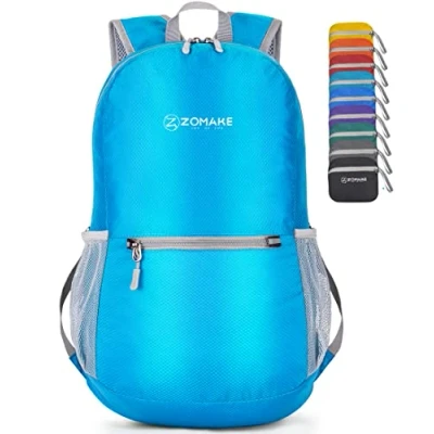 Abbildung von ZOMAKE Ultraleicht Faltbarer Rucksack Packbare Backpacks 20L,Kleiner Faltbar Rucksäcke Wanderrucksack Wasserdicht für Damen Herren Outdoor Wandern(Hellblau)