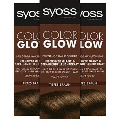 Abbildung von SYOSS COLORGLOW Pflegende Haartönung Tiefes Braun Semi permanente Coloration Stufe 1, 3 x 100 ml (Tiefes Braun)