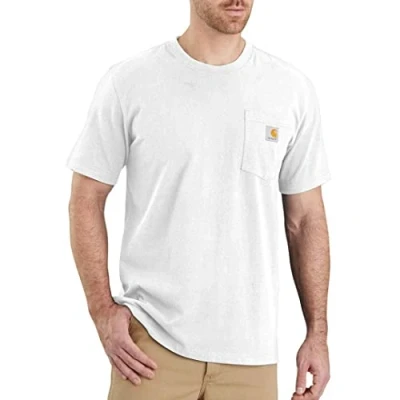 Abbildung von Carhartt, Herren, K87 Lockeres, schweres, kurzärmliges T Shirt mit Tasche, Weiß, L