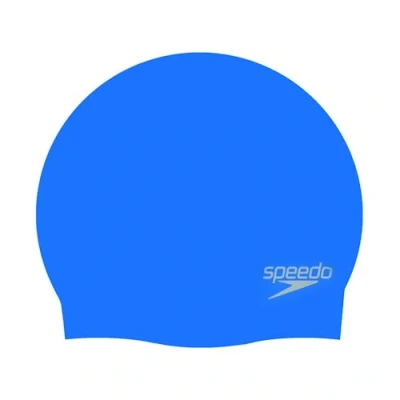 Abbildung von Speedo Unisex Erwachsene Plain Moulded Silicone Cap Schwimmkappe, Neon Blau, Einheitsgröße