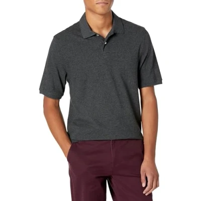 Abbildung von Amazon Essentials Herren Polohemd mit normaler Passform aus Baumwollpiqué (erhältlich in Big &amp; Tall), Dunkelgrau Meliert, M