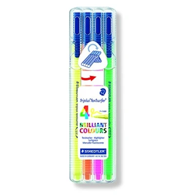 Abbildung von Staedtler triplus 362 SB4 textsurfer Textmarker, 4 Stück in aufstellbarer Box, Neon