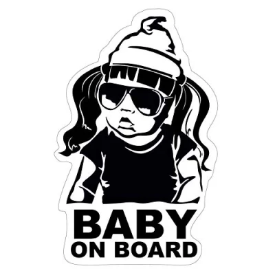 Abbildung von Baby on Board Aufkleber 12x7cm Auto Sticker Finest Folia Autoaufkleber UV Wetterfest Wasserfest Hangover R044 (Mädchen, Board)