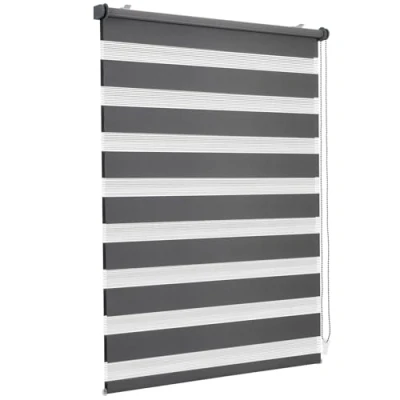 Abbildung von Sekey Doppelrollo Klemmfix ohne Bohren für Fenster, 80 cm breit, Duo Rollo Jalousie Sonnenschutz, 80x150cm, Dunkelgrau