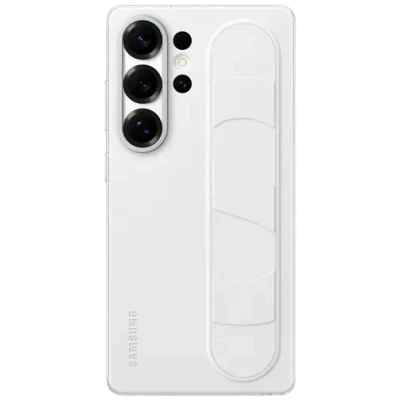 Abbildung von Samsung Standing Grip Silikon Back Cover Weiß Galaxy S25 Ultra