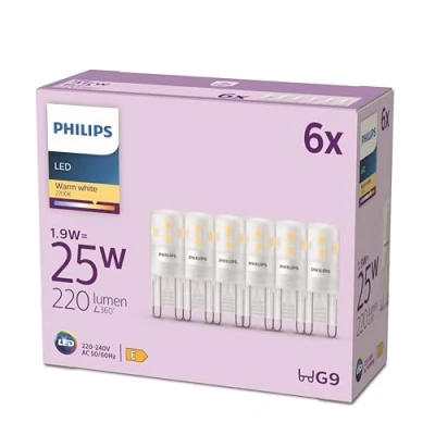 Abbildung von Philips LED Standard Brenner, Ersatz für 25W Halogen, G9 Sockel, warmweißes Licht 2700K, 6er Pack, neue Generation