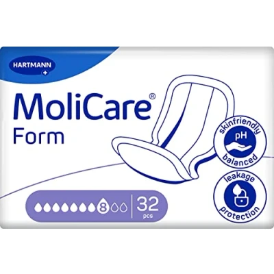 Abbildung von MoliCare Form 8 Tropfen, für schwere Inkontinenz: hohe Sicherheit, extra Auslaufschutz und Diskretion Frauen Männer, zu verwenden mit Premium Fixpants, 32 Stück