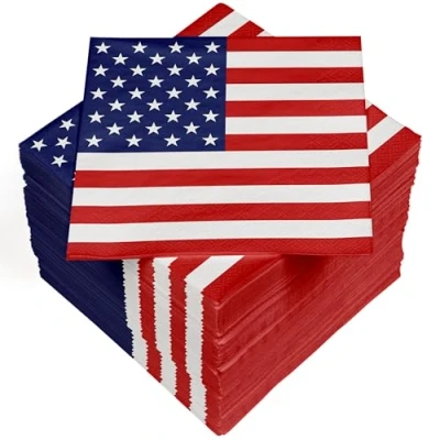 Abbildung von HEKU 100 Servietten, 3 lagig, 33x33cm, Stars &amp; Stripes I Saugstark und praktisch verpackt Ideal für besondere Anlässe