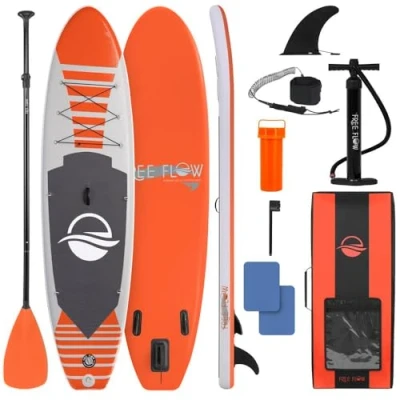 Abbildung von SereneLife Stand Up Paddling Board Set, SUP Komplettes Zubehör, Paddle für Kinder &amp; Erwachsene, Surfbrett Tragetasche, Set Anti Rutsch mit Pumpe, Auflasbares Paddelbrett