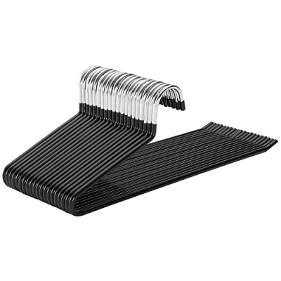 Abbildung von SONGMICS Hosenbügel, 20er Set, Kleiderbügel, offenes Ende, multifunktional, rutschfest, 38 x 0,5 13 cm, schwarz CRI004 20