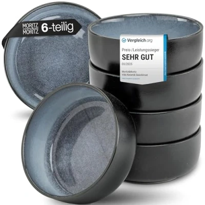 Abbildung von Moritz &amp; VIDA 6x Müslischalen Blau Stylisches und robustes Schalen Set aus Porzellan für Müsli, Suppen Salate Spülmaschinenfest, mikrowellengeeignet, ideal den täglichen Gebrauch