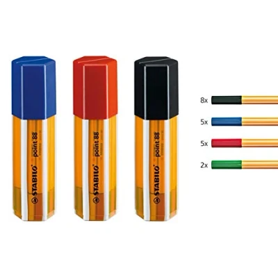 Abbildung von Fineliner STABILO point 88 20er Big Box Office schwarz, blau, rot, grün