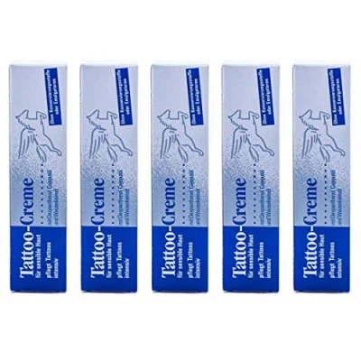 Abbildung von Pegasus Pro Tattoo Creme 5er Set, Tägliche Pflege &amp; Aftercare, Feuchtigkeitsspendend mit Cajeputöl, je 25ml Optimaler Tattooschutz, Made in Germany