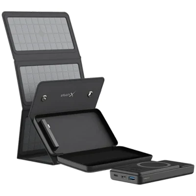 Abbildung von Xlayer Kabellose Powerbank 10.000mAh 15W Schwarz mit Solarpanel