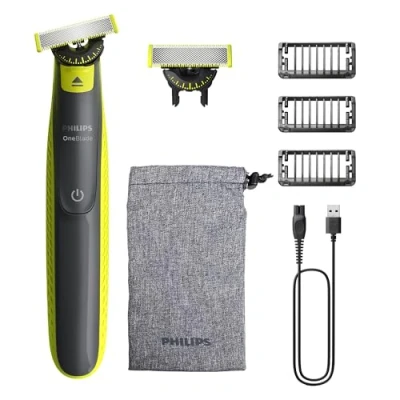 Abbildung von Philips OneBlade 360 Authentische Elektrischer Bartschneider und Rasierer, 2x Klingen, 3x Stoppelkamm (1,3,5mm), QP2724/31
