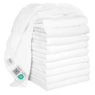 Abbildung von MAKIAN Mullwindeln 10er Pack, 80x80 cm, Oeko TEX® Standard 100 geprüft, 10 Spucktücher in Premium Qualität doppelt gewebte Stoffwindeln/Mulltücherk, Kochfest Weiß