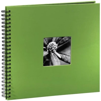 Abbildung von Hama Fotoalbum Jumbo 36x32 cm (Spiral Album mit 50 schwarzen Seiten, Fotobuch Pergamin Trennblättern, zum Einkleben und Selbstgestalten) grün