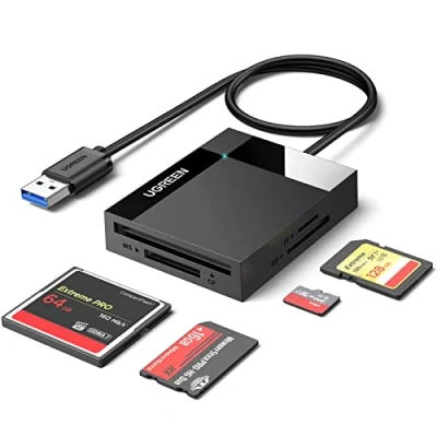 Abbildung von UGREEN USB 3.0 Kartenleser 4 in 1 Kartenlesegerät für SD/TF/CF/MS SD Card Reader mit parallelem Zugriff auf Slots Lesegerät Adapter SD, CF, Micro SDXC, SDHC, MS usw