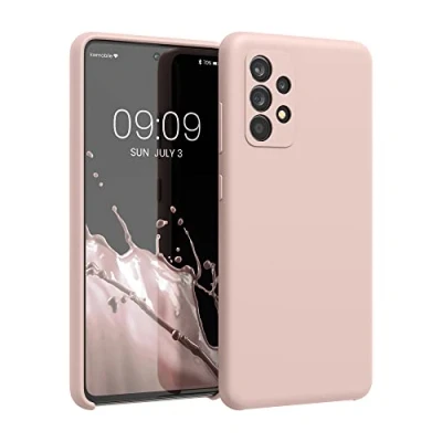 Abbildung von kwmobile Hülle kompatibel mit Samsung Galaxy A52 / 5G A52s Silikon Handy Case Handyhülle weiche Oberfläche kabelloses Laden Altrosa matt