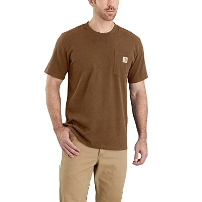 Abbildung von Carhartt, Herren, K87 Lockeres, schweres, kurzärmliges T Shirt mit Tasche, Geölte Walnuss meliert, XL