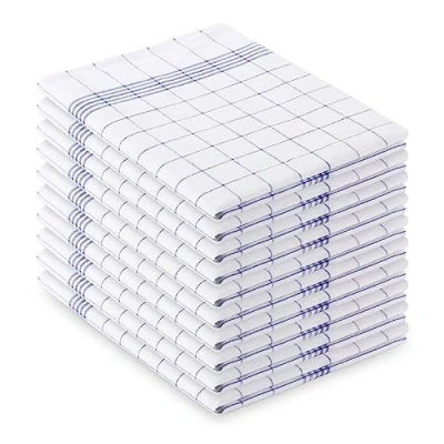 Abbildung von Vaily Geschirrtücher Blau Kariert 10er Pack 70 x 45 cm aus 100% Baumwolle