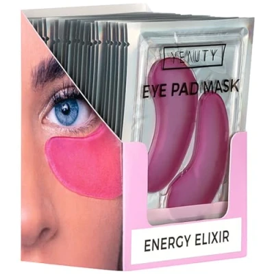 Abbildung von YEAUTY ENERGY ELIXIR EYE PAD MASK, die superweichen Augenpads mit dem luxuriösen Anti Aging Serum ausVitamin C, Hyaluron und Pink Grapefruit reduziert Augenringe glättet Augenpartie