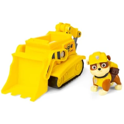 Abbildung von PAW Patrol, Baustellen Fahrzeug mit Rubble Figur (Sustainable Basic Vehicle/Basis Fahrzeug), Spielzeug für Kinder ab 3 Jahren
