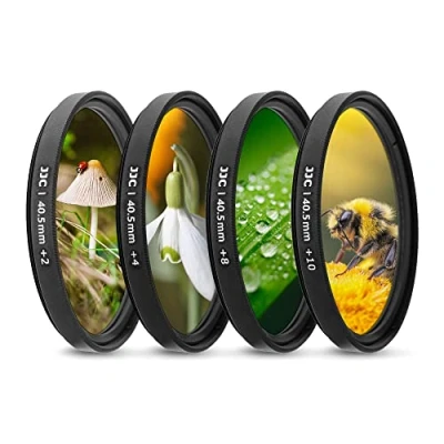 Abbildung von JJC Makro Filter Set (+2, +4, +8, +10) mit Filtertasche für Sony Alpha A6600 A6500 A6400 A6300 A6000 + E 1650 mm Objektiv und andere 40,5 Gewinde Objektivkameras