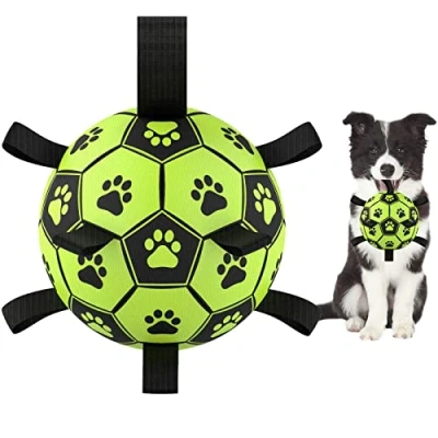 Abbildung von LOTUSWILD Hundespielzeug, 15cm Dauerhaft Hundespielzeug Ball mit Griff, Hundeball für Große Kleine und Mittelgroße Hunde Grün