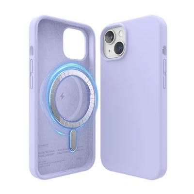 Abbildung von elago Magnetische Silikonhülle Kompatibel mit iPhone 14 Hülle (6.1&quot;), MagSafe Alles Zubehör, Eingebaute Magnete, Premium Flüssigsilikon, Schutzhülle (Violett)