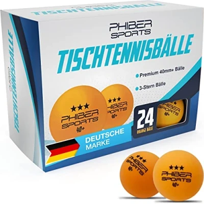 Abbildung von PHIBER SPORTS Premium Tischtennisbälle 3 Stern 40+ [24 Stück] Orange Perfekte Spieleigenschaften Ideal für Anfänger, Familien und Profis Nach Wettbewerbsrichtlinien