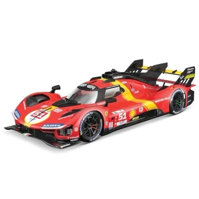 Abbildung von Bburago 1/18 Ferrari Racing 499P LMH 2023#51 Rot Neuheit 2024: Metallnachbildung detaillierter Innenraum Türen und Haube zum Öffnen im Maßstab 1:18. Gewinner der 24h von Le Mans 2023