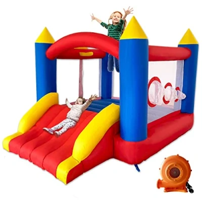 Abbildung von Ballsea Hüpfburg mit Gebläse, Genäht aus Extra Dickem Material, langlebig, Aufblasbares für 3 bis 4 Kinder. Kinder Indoor (315x245x194cm)