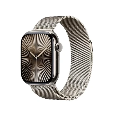 Abbildung von Apple Watch Series 10 4G 42mm Natural Titanium (Beige Milanaiseband)