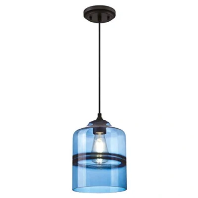 Abbildung von 63666 Einflammige Pendelleuchte von Westinghouse Lighting für Innenbereiche, Ausführung in Mattschwarz mit Saphirglas