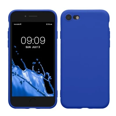 Abbildung von kwmobile Handyhülle kompatibel mit Apple iPhone SE (2022) / (2020) 8 7 Hülle Handy Case aus weichem Silikon in Baltik Blau