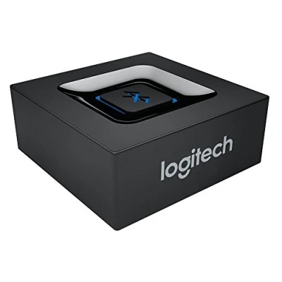 Abbildung von Logitech Kabelloser Bluetooth Audio Empfänger, Multipoint Bluetooth, 3.5 mm &amp; Cinch Eingang, Pairing Taste, 15 m Reichweite, EU Stecker, PC/Mac/Tablet/Handy/AV Receiver/Stereoanlage Schwarz