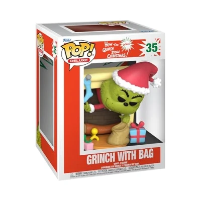 Abbildung von Funko Pop! Deluxe: HtGSC The Grinch mit Bag How Stole Christmas Vinyl Sammelfigur Geschenkidee Offizielle Handelswaren Spielzeug Für Kinder und Erwachsene Movies Fans