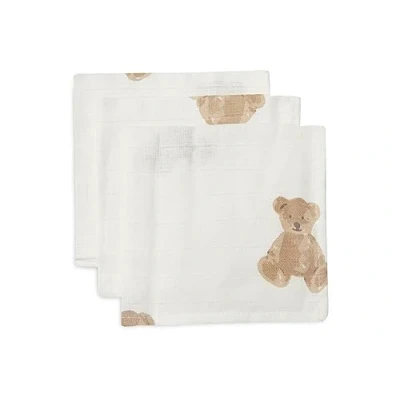 Abbildung von Jollein 537 848 66095 Spucktücher Mundtücher Musselin 3er Set Teddybär weiß (31x31cm)