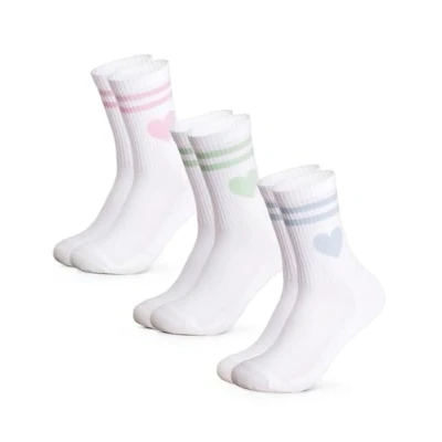 Abbildung von Occulto Damen Herz Tennis Socken 3er Pack (Modell: Venus), Sport Grün Pink Blau 35 38