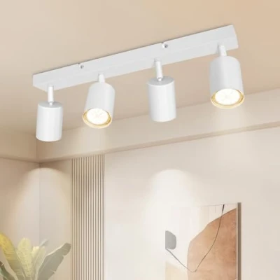 Abbildung von Dehobo LED Deckenstrahler Schwenkbar 350 4 Flammig Deckenleuchte GU10 Wandstrahler Weiß Spotlight Lampe Deckenlampe für Wohnzimmer Schlafzimmer Küche