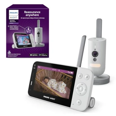 Abbildung von AVENT Philips Connected Babyphone mit HD Kamera 1080p, Infrarot Nachtsicht, Zwei Wege Audio, unbegrenzte Reichweite, Secure Connect, 12 Stunden (Modell SCD923/26)