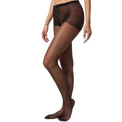 Abbildung von Nur Die Damen 3er Pack Seidenfein 15 DEN Fein Strumpfhose seidig glänzende Optik Komfortbund reißfest transparent Strumpfhosen schwarz L