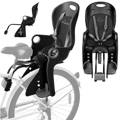 Abbildung von Campela Kinderfahrradsitz ab 9 Monate bis 5 Jahre I 22 kg Kinder Fahrradsitz mit TÜV, Gruppe 2/3 Black/Grey/Red Kindersitz Hinten, Fahrrad Kindersitz, CA0060
