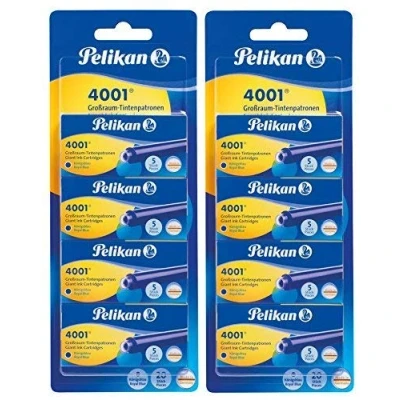 Abbildung von Pelikan 330894 Tintenpatronen 4001, 40 Stück, (4 x 5 Großraum Patronen, königsblau, 2 Packungen)