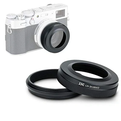 Abbildung von JJC Gegenlichtblende aus Metall mit Adapterring für Fujifilm Fuji X100VI X100V X100 X100S X100T X100F Kameras, Ersetzt LH Sonnenblende, AR Adapterring, Schwarz