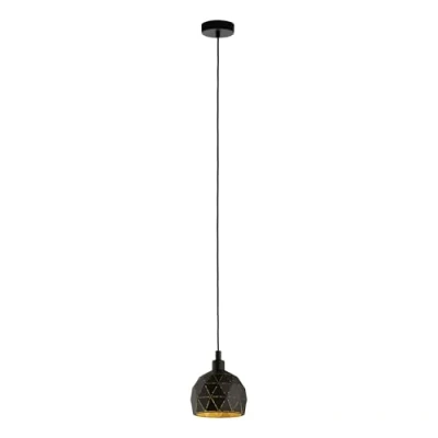 Abbildung von EGLO Pendelleuchte Roccaforte, 1 flammige Hängelampe Modern, Hängeleuchte aus Stahl in Schwarz, Gold, Esstischlampe, Wohnzimmerlampe hängend mit E14 Fassung, Ø 17 cm