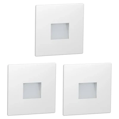 Abbildung von ledscom.de 3 Stück LED Treppenlicht/Wandeinbauleuchte FOW für innen und außen, Downlight, eckig, 85 x 85mm, warmweiß