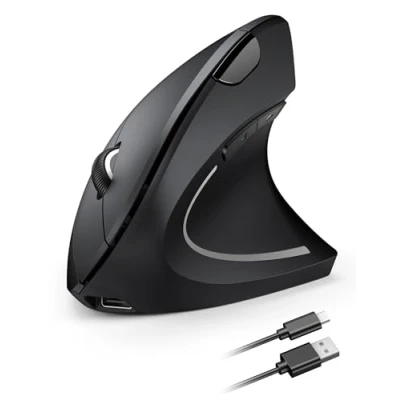 Abbildung von TECKNET Ergonomische Maus Kabellos, 2.4G USB Optische Vertikale Ergonomisch mit Ladekabel, 800/1600/2400/3200/4800 DPI, Leise Wireless Vertical Mouse 6 Tasten für Windows und Mac OS
